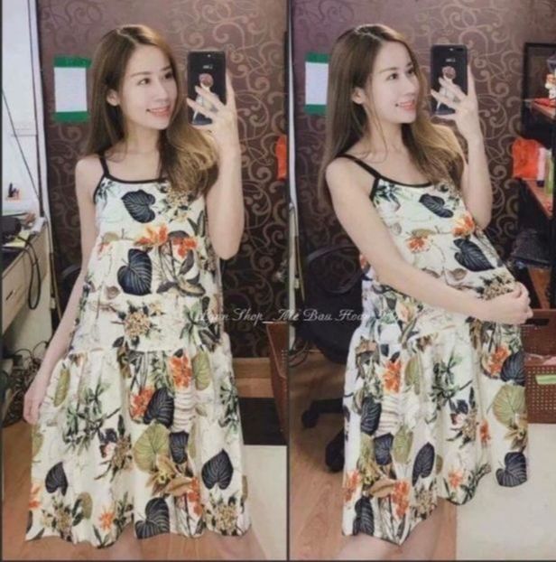Váy lanh 2 dây chất mát-đầm bầu giá rẻ
