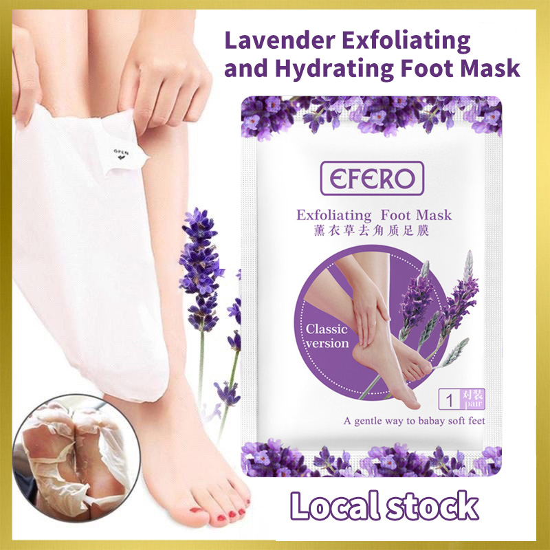 Gambar ?Local stock?Pair Exfoliating Foot Mask Lavender Care Soften Foot Socks Foot Mask Rejuvenation Moisturizing and nourishing Callus Removal Hydrating Foot Care Cracked Heel Foot Mask
