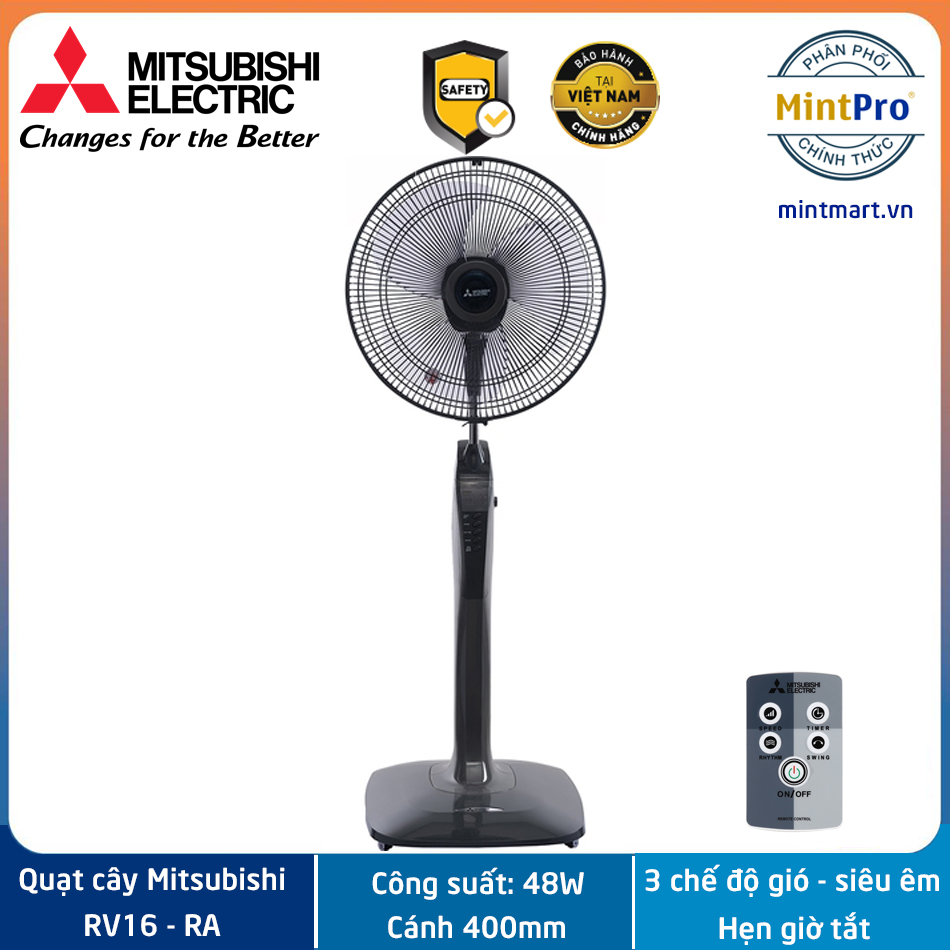 Quạt đứng mitsubishi lv16-ra cy-gy xám đậm - cánh 400mm - công suất 48w - hàng chính hãng - sản xuất tại thái lan