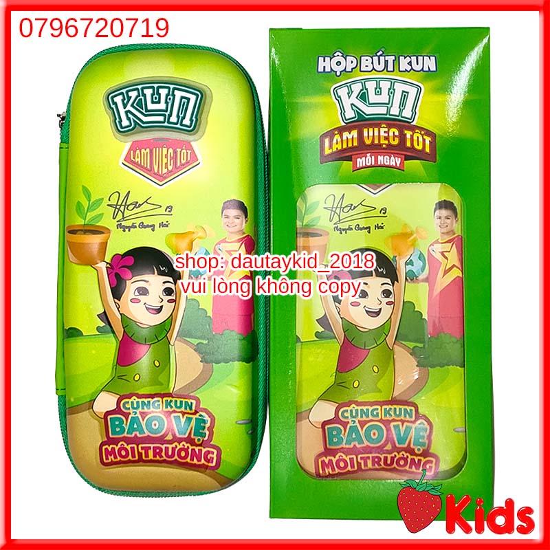 Hộp bút Kun bọc vải hình 3D có đèn phát sáng quà tặng sữa kun