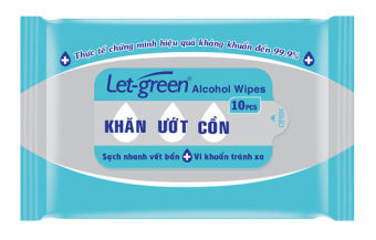 ComBo 10 Gói Khăn Ướt Cồn Let green  Loại 10 Miếng/Gói