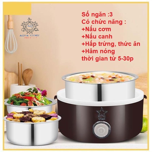 Hộp cơm cắm điện Tiện lợi có lõi hâm nóng thức ăn nhanh cho dân văn phòng, dân phượt