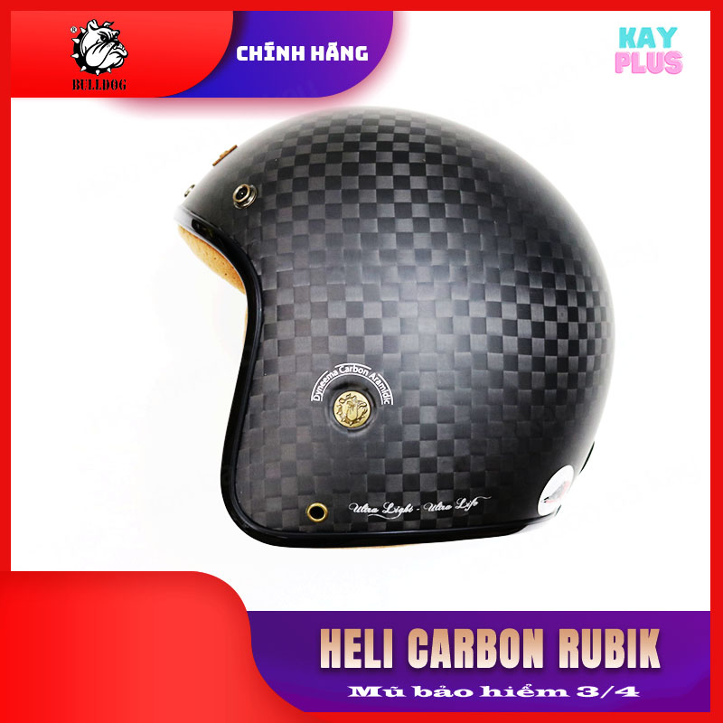 Mũ, Nón bảo hiểm 3/4 Bulldog Heli Carbon