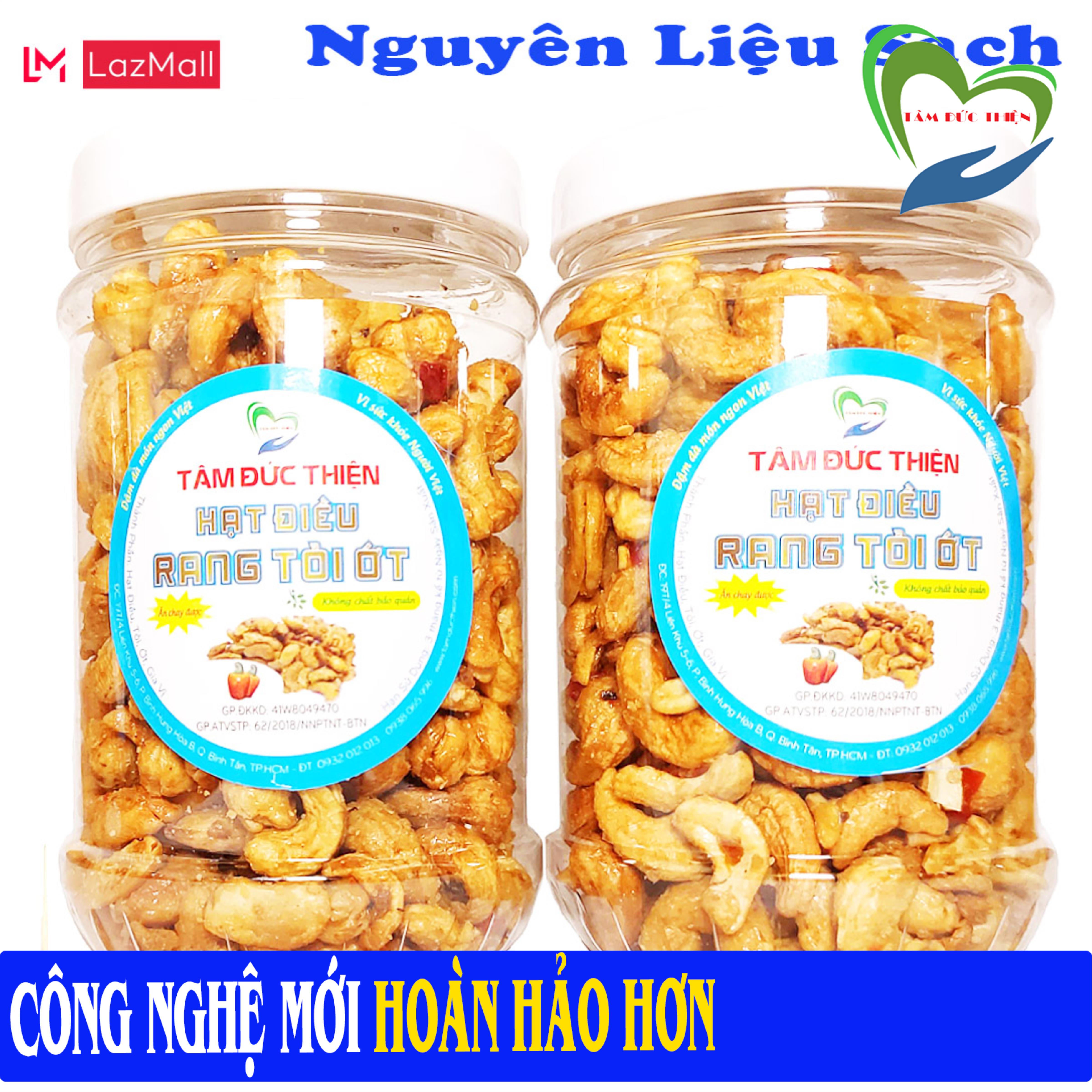 Nguyên Liệu Sạch Điều Bình Phước Combo 2 Hộp Hộp 250GR Hạt Điều Rang Tỏi Ớt Tâm Đức Thiện Thực Phẩm Đóng Gói Đóng Hộp Ăn Liền đồ ăn vặt bánh kẹo quà Tết