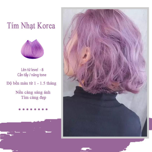 Thuốc nhuộm tóc màu tím Lavender lên từ level 8 ( Tặng trợ Nhuộm ) Màu nhuộm tóc tại nhà tone tím