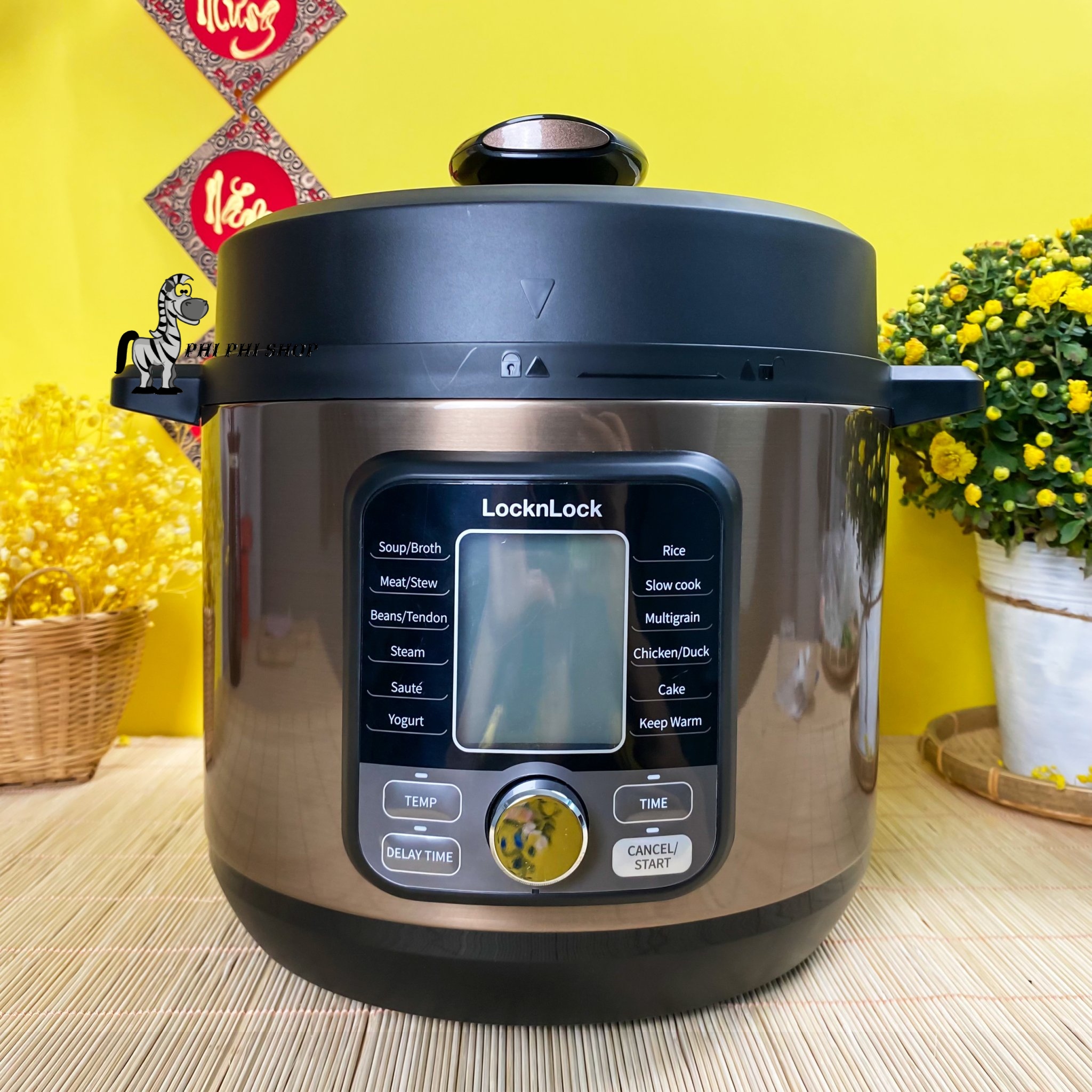 Nồi áp suất điện tử đa năng lock&lock 6l màu gold 1000w - ejp676blk