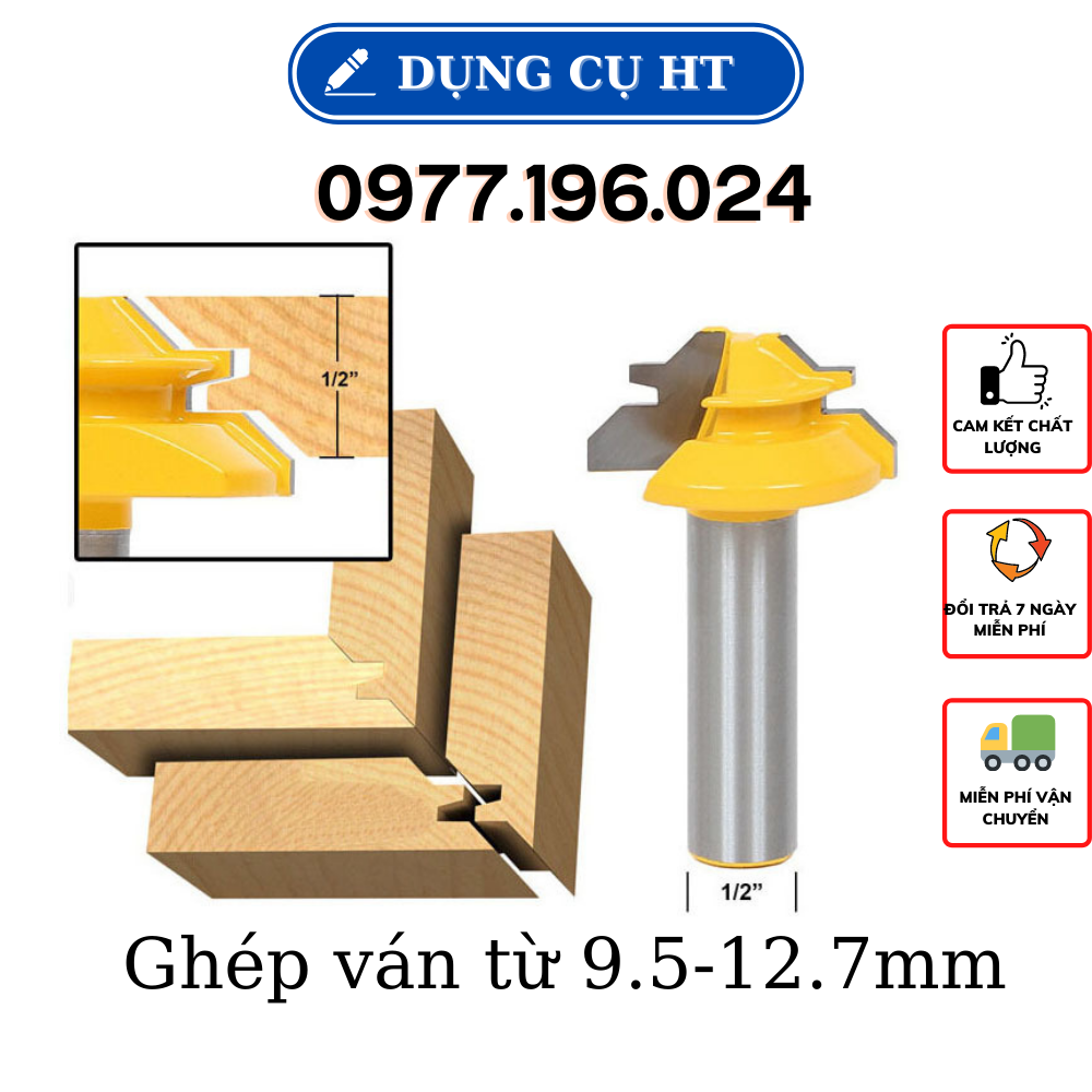 Mũi phay gỗ ghép góc vuông cốt 12ly7 - Mũi soi gỗ - Uy tín chất lượng - Mua ngay !