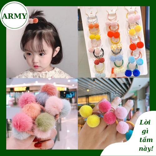 Sét dây cột tóc dây buộc tóc 10 sợi nhiều kiểu siêu dễ thương cho bé gái