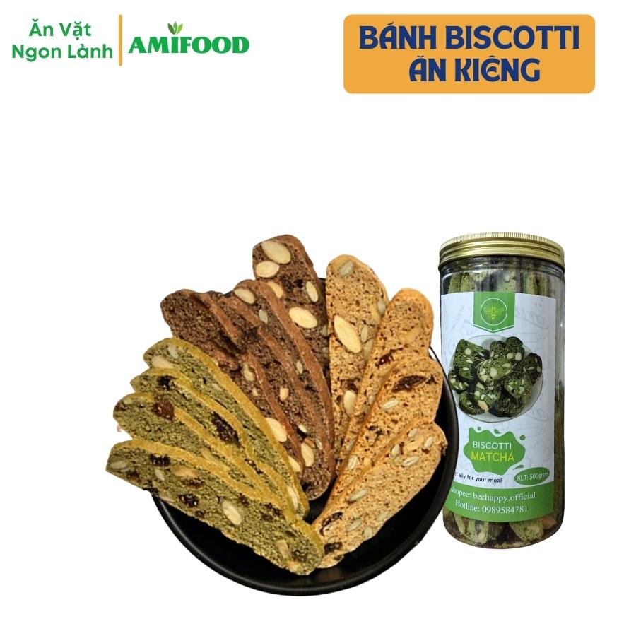 Bánh biscotti ăn kiêng nguyên cám amifood, bánh ngũ cốc giảm cân 500gram
