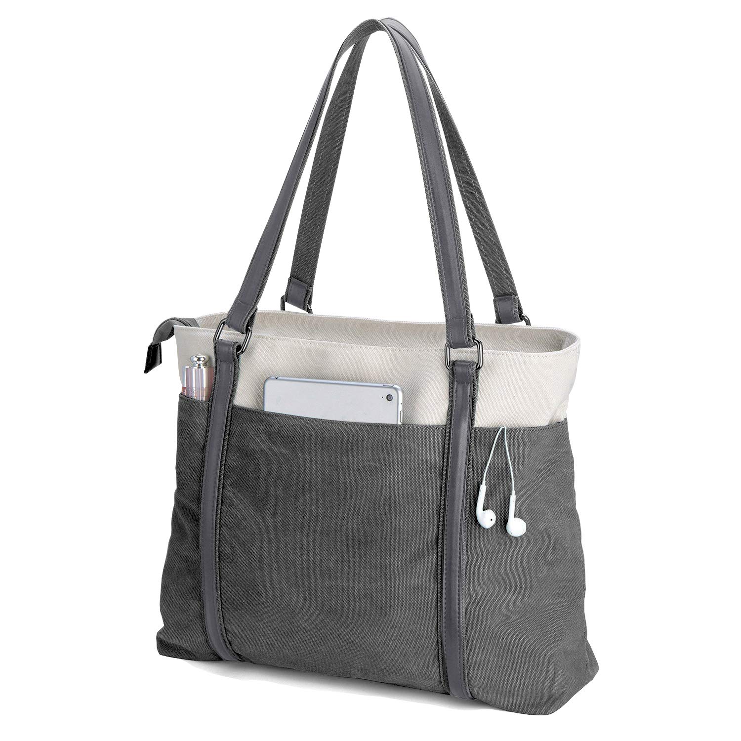 Tinyat túi tote đựng máy tính xách tay nữ để đi làm túi xách vải bố lớn 15.6 inch ghép nối nhẹ túi đeo vai túi đựng máy tính
