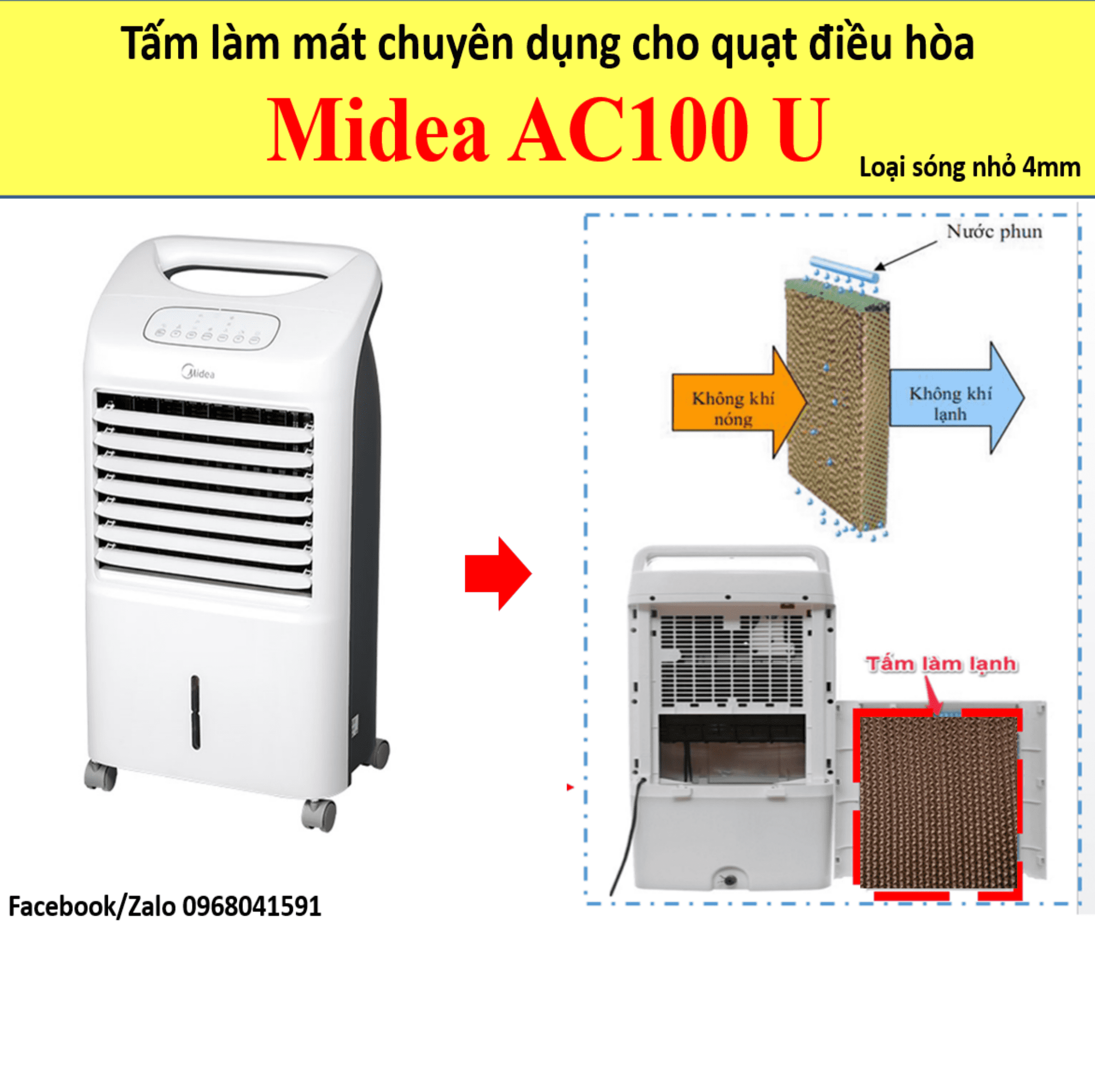 Tấm làm mát Cooling Pad cho quạt hơi nước Midea AC 100 U