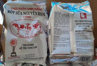 COMBO 2 bịch (1kg) Sữa Bột Nguyên Kem Hai Con Bò Đỏ - Sữa bột nguyên kem CANXI