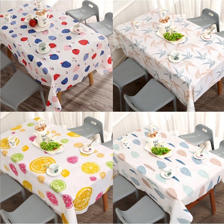 Khăn Trải Bàn họa tiết trái cây, lá 180x137cm - không thấm nước