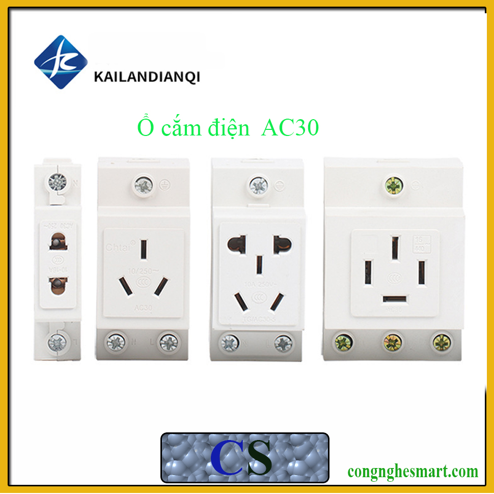 Ổ cắm thanh ray 2 chấu chtai ac30-103, ac30-124