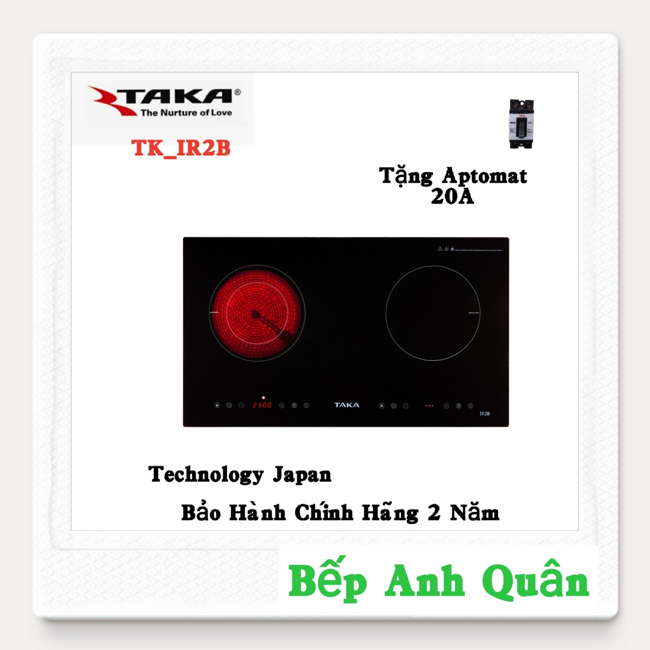 [Trả góp 0%]Bếp 1 Từ + 1 Hồng Ngoại Cao Câp QUALITY JAPAN TAKA IR2B