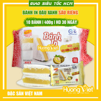 Bánh in đậu xanh sầu riêng 10 bánh nhỏ 400gr bánh in Sóc Trăng Tân Huê Viên nhân đậu xanh sầu riêng