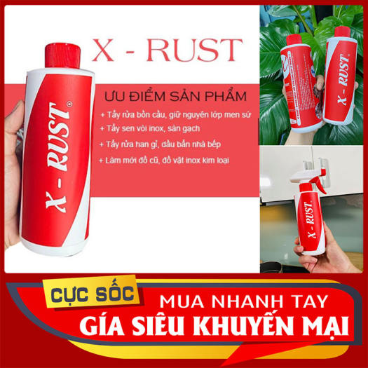 Chai xịt Tẩy X RUST Đa Năng Làm Sạch Bồn Cầu, Gương Kính , Làm Mới Đồ Vật Sáng Bóng