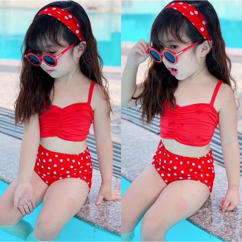 Bikini cho bé gái - Bikini 2 mảnh áo lưới cá tính