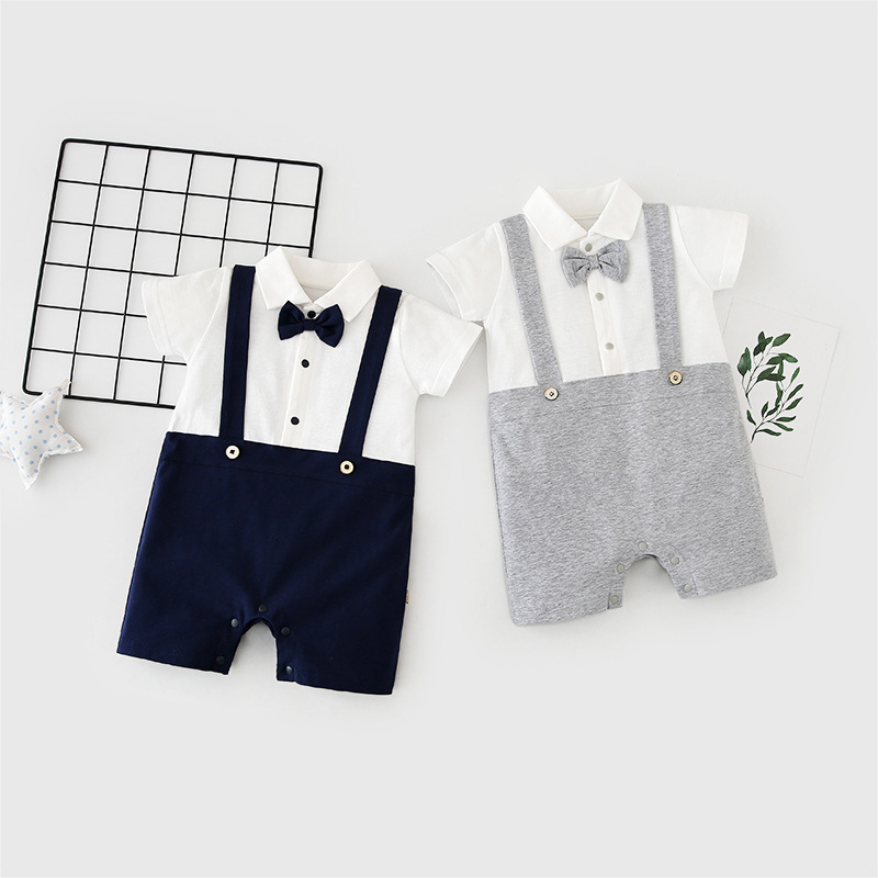 [ VẢI COTTON ] Bộ Body quần áo trẻ em Công Tử cộc cotton cho Bé Trai từ 0-12 tháng tuổi