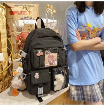 balo nữ hàn quốc cặp học sinh nữ cấp 2, 3 phối mica. balo học sinh Balo thời trang cặp sách đi học nam cute nữ nhiều ngăn đựng chất vải