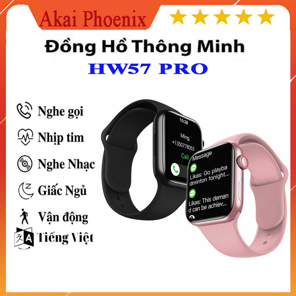 Đồng Hồ Thông Minh HW57 Pro - Có Ngôn Ngữ Tiếng Việt - Đồng Hồ Smart Watch  Công Nghệ Sạc Không Dây - Chống Thấm Nước Chuẩn IP68 - Gọi Điện, Đổi Hình Nền Dễ Dàng - Đo Nhịp Tim, Theo Dõi Sức Khỏe