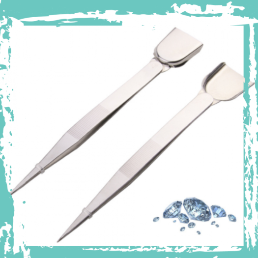 Kẹp nhíp 2 đầu dùng cho đá quý kim cương gắp kẹp đá phụ kiện trang sức.