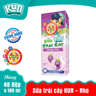 Sữa Trái Cây KUN Nho Thùng 48 Hộp x 180ml