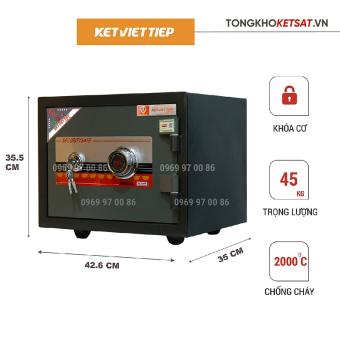 Két Sắt Mini Khóa Cơ Chống Cháy K68BLN-KC Nặng 45KG Việt TIệp Chính Hãng Bảo Hành 5 Năm Thép Dày Nguyên Khối Chống Cháy Cao Cấp (Miễn Phí Giao Hàng Toàn Quốc)