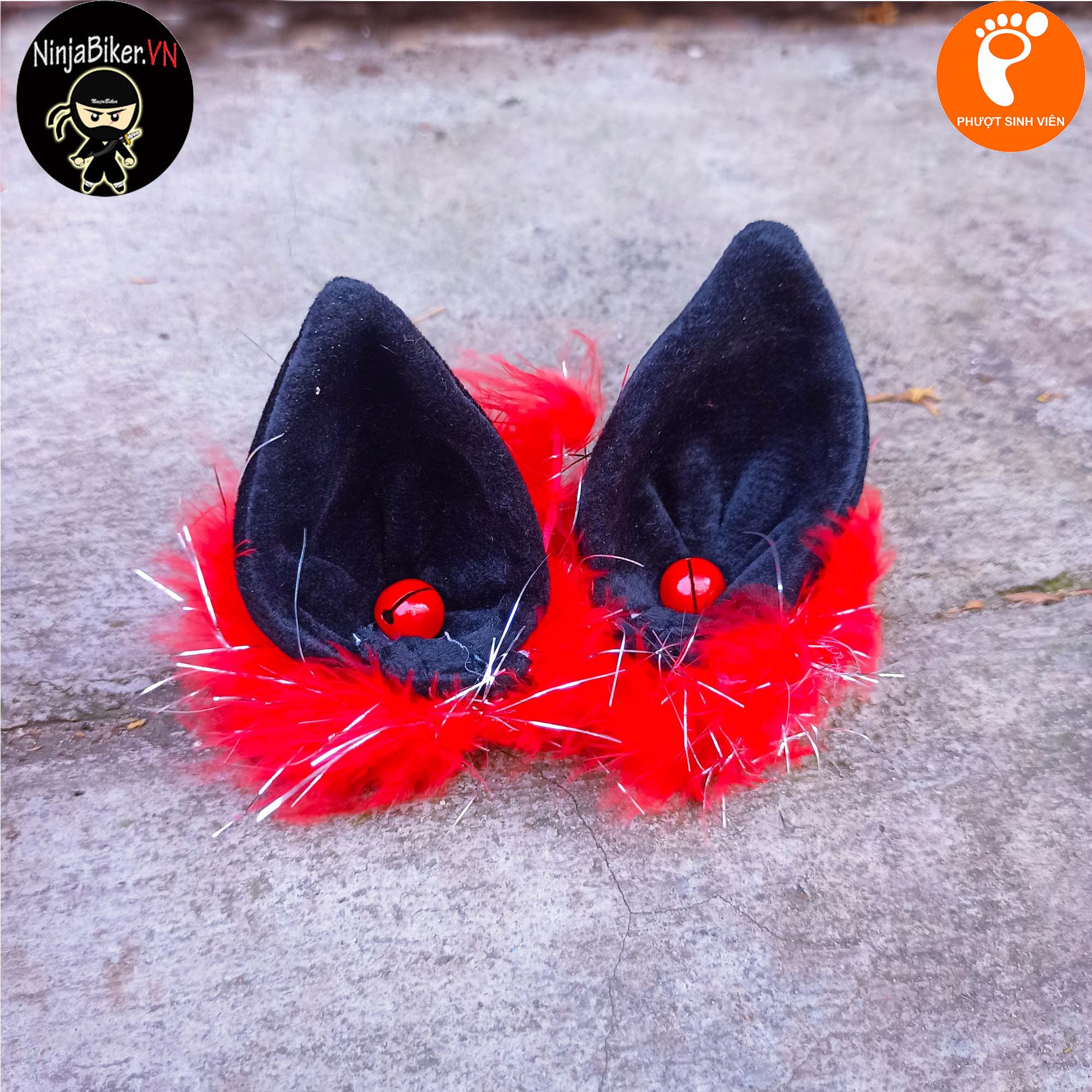 Tai thú lông gắn nón bảo hiểm cute - phụ kiện nón bảo hiểm fullface, 3/4, nửa đầu