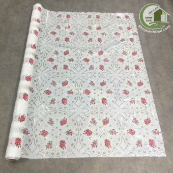 [Khổ 14m] Khăn trải bàn bằng nhựa không thấm nước - hoa trắng mỏng không ren
