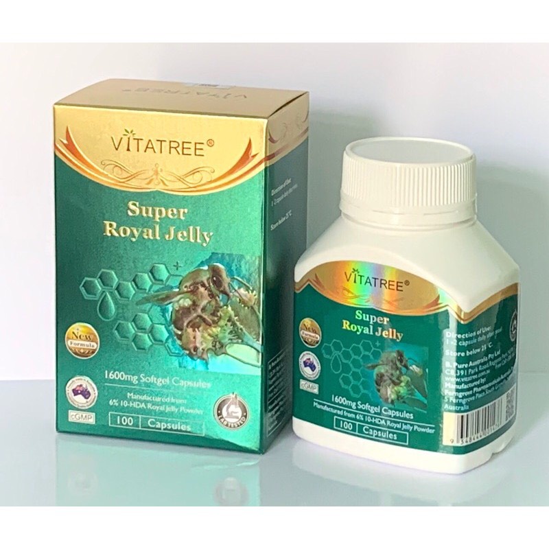 Sữa ong chúa vitatree super royal jelly 1600mg - hộp 365 viên, hộp 100 viên