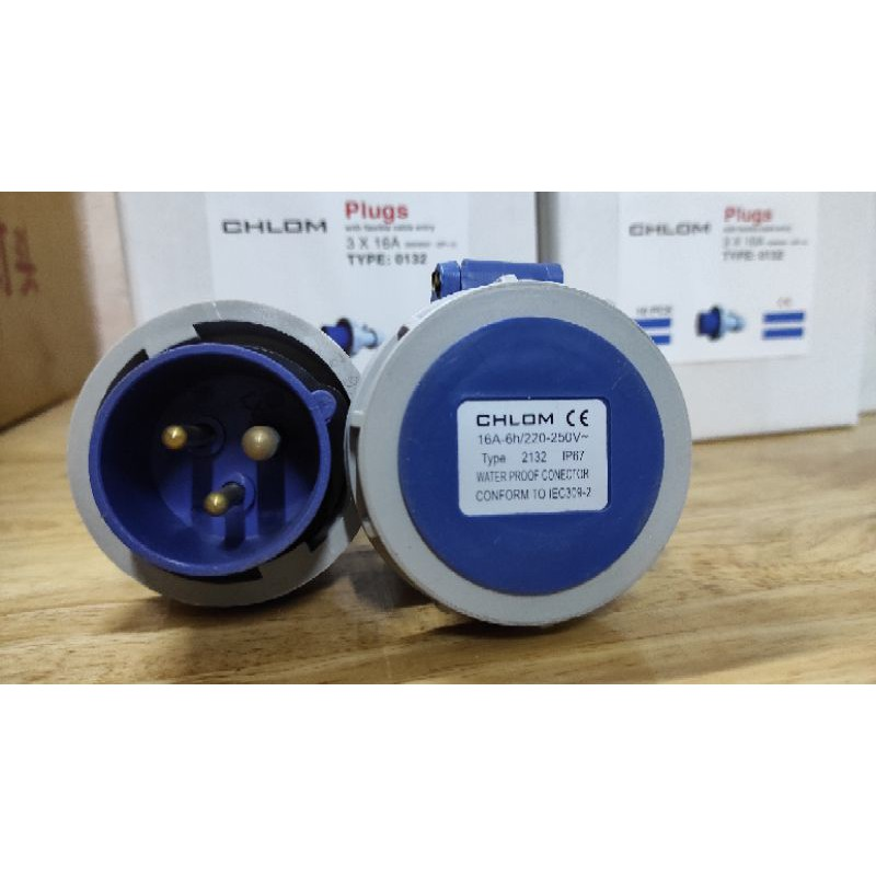 Combo phích cắm + ổ cắm công nghiệp 3 chấu kín nước ip67 chlom