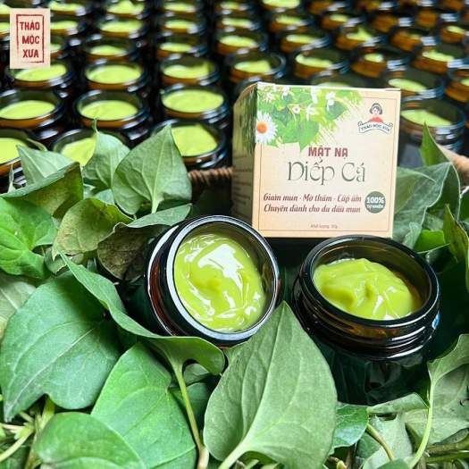 Mặt Nạ Giảm Mụn Diếp Cá Thảo Mộc Xưa - Cấp Ẩm, Ngừa Mụn Sạm Nám, Se Khít Lỗ Chân Lông, Dành Cho Da Dầu Mụn, 100% Thiên Nhiên, An Toàn Cho Mẹ Bầu - Tặng Cọ Đắp Mặt Nạ | 50gr - Miquala