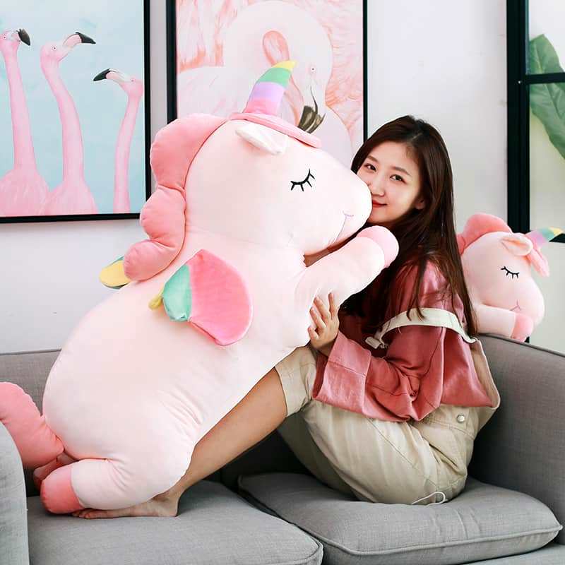 Gấu bông kỳ lân unicorn ngựa pony ngựa 1 sừng pony ngũ sắc vải 4 chiều cao cấp