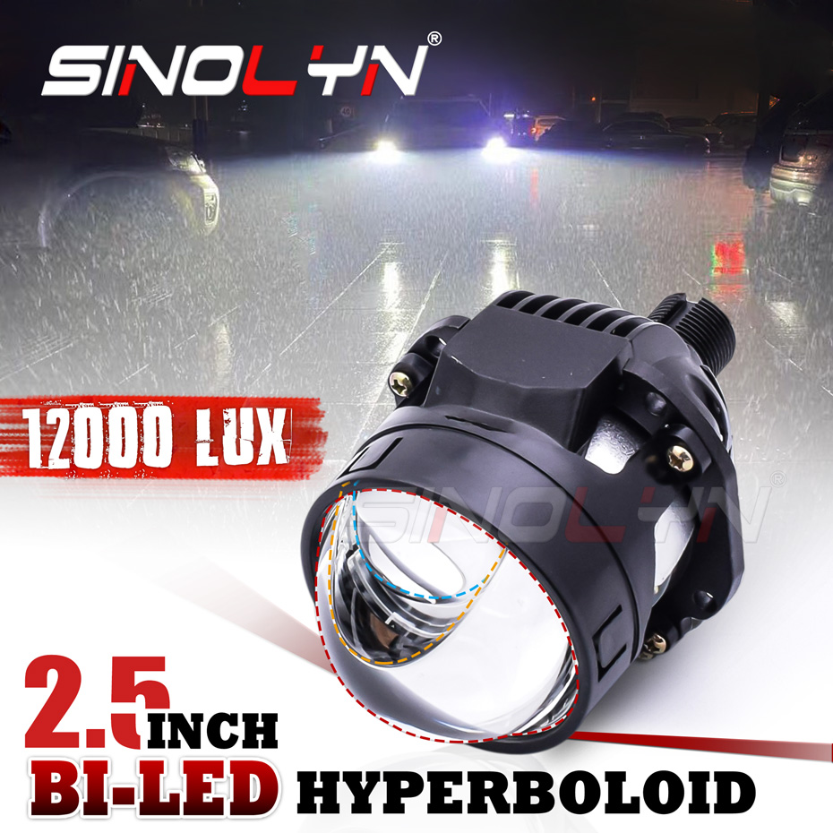 Máy Chiếu LED Bi 43W Đèn LED Phụ H7 H4 H1 9005 9006 Ống Kính Ma Trận Hyperboloid Cho Đèn Pha Đèn 2.5 Inch