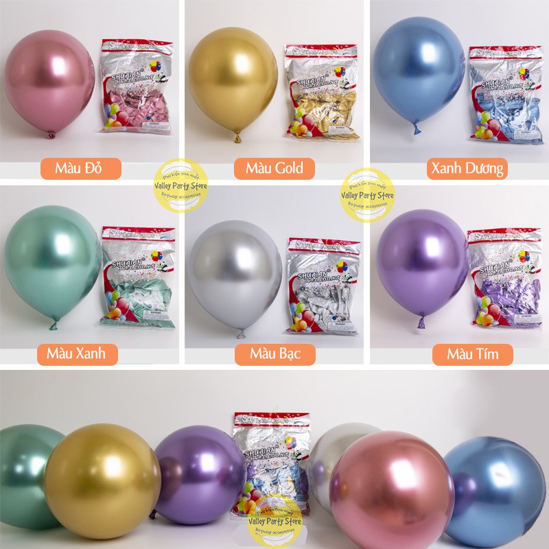 Set 20/50 bong bóng siêu nhũ mạ chrome 10inch- bóng siêu nhũ đẹp-bóng siêu nhũ nhiều màu 30cm