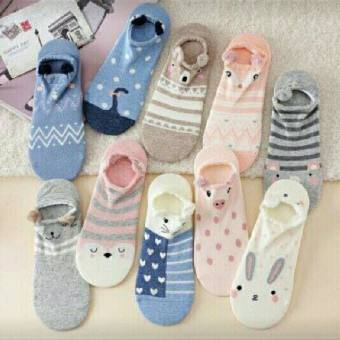 Combo 5 Đôi Vớ Ngắn Cổ Họa Tiết Thú Có Tai Lông