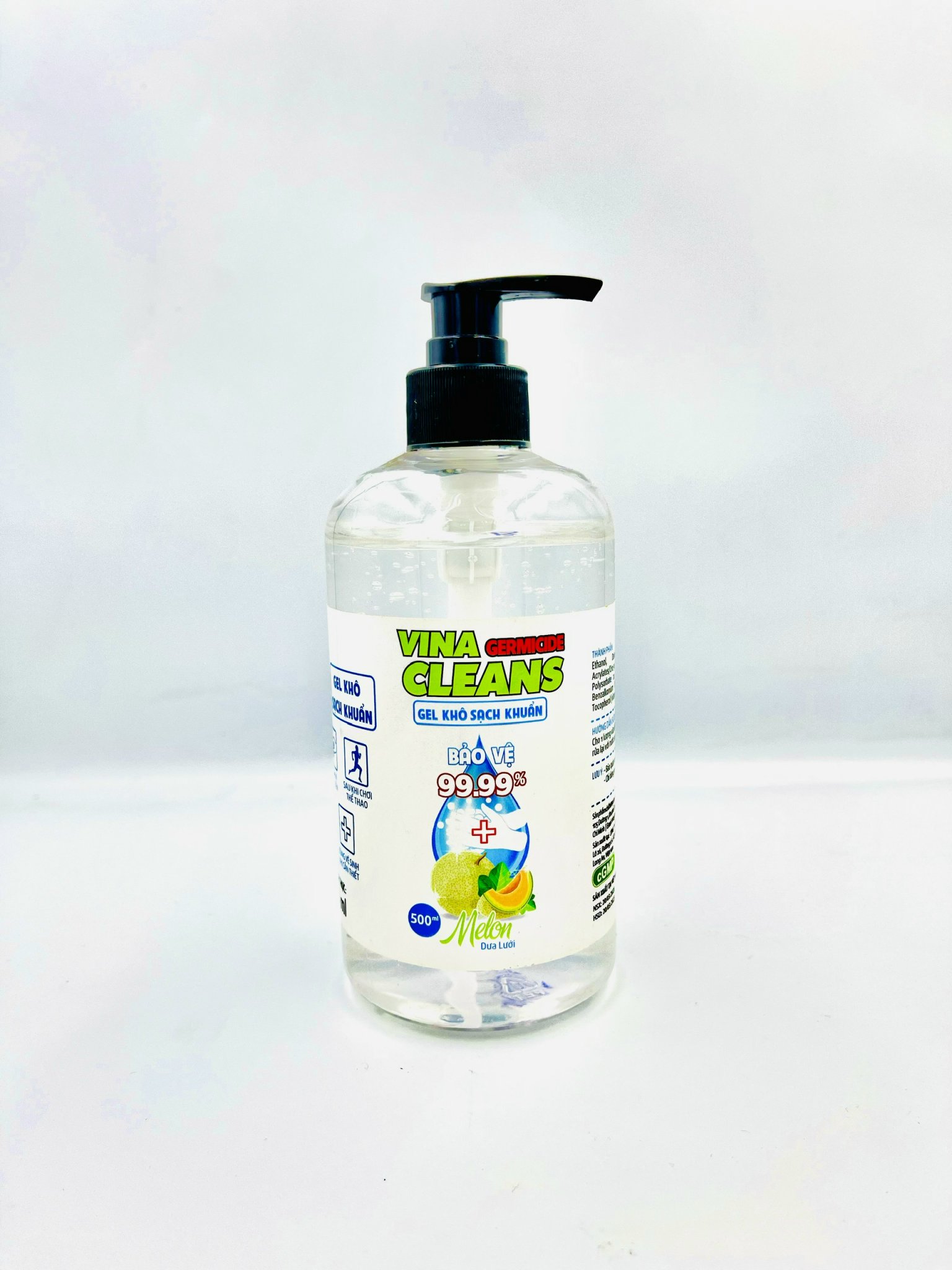 Gel khô sạch khuẩn Vina Cleans 500ml – Hương Dưa Lưới – Sạch Khuẩn – Bảo vệ da tay