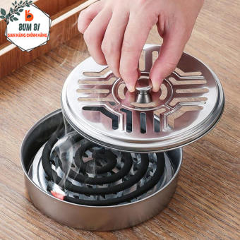 Đồ đựng nhang muỗi có nắp đậy inox chống gỉ, Khay đựng nhang muỗi có nắp đậy chống cháy tiện lợi