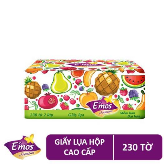 Khăn giấy E'mos lụa hoa quả hộp 230 tờ