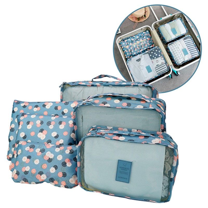 Combo 6 chiếc túi/ ví cầm tay nhỏ gọn tiện lợi để và bảo quản các đồ dùng cá nhân gọn gàng ngăn nắp dễ dàng xếp gọn vào vali: quần áo, giày dép, mỹ phẩm, đồ dùng linh tinh giúp dễ dàng tìm kiếm khi cần thiết