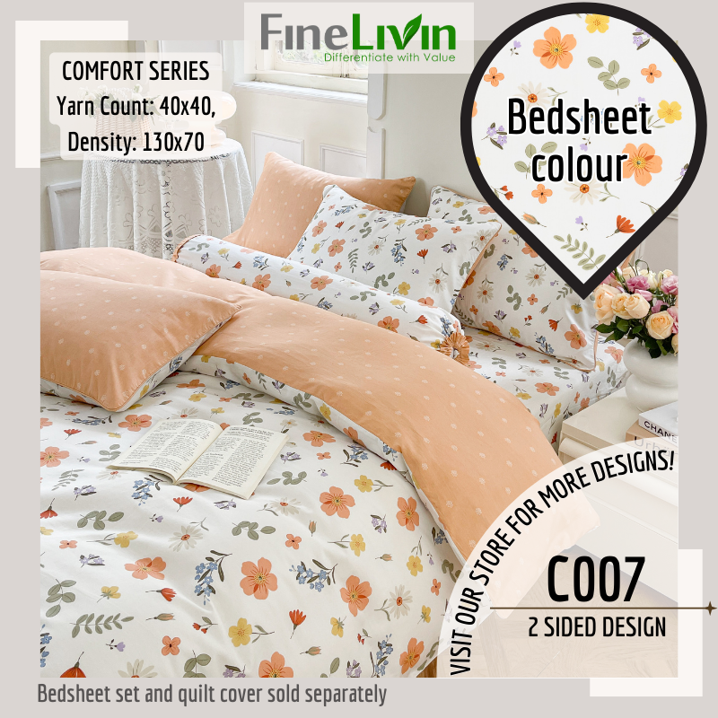 Finelivin QUEEN/KING Pure Cotton Fitted Bedsheet Set