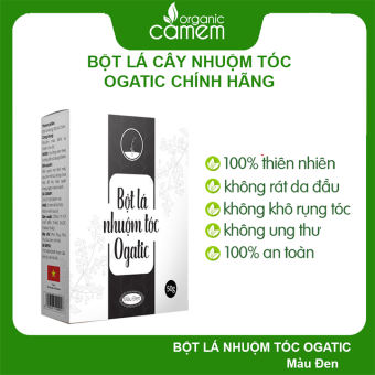 THUỐC NHUỘM TÓC BẠC THẢO DƯỢC NHUỘM TẠI NHÀ NHUỘM ĐEN AN TOÀN BỘT LÁ NHUỘM TÓC OGATIC - MÀU ĐEN