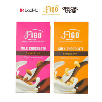 Kẹo socola sữa Hạnh nhân, Không nhân, Hạt cacao, Hạt điều FIGO, FIFOOD STORE, ĐỒ ĂN VẶT SIÊU NGON