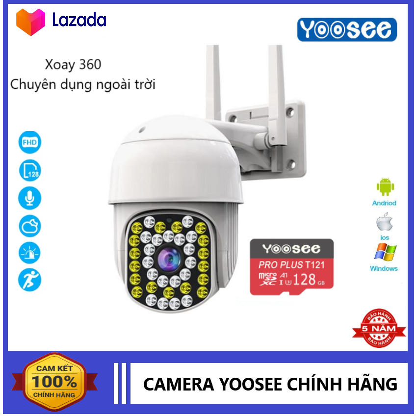 Camera wifi yoosee trong nhà ptz 38 led siêu nét full hd 5.0mpx chuyên dụng ngoài trời bh 1 năm