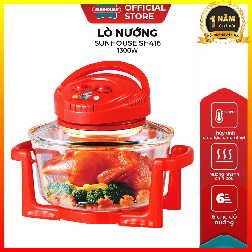 [BẢO HÀNH 12 THÁNG] Lò Nướng điện đa năng Sunhouse 12 Lít SH416 cực lớn - Lò Nướng thủy tinh điện Lớn - Bếp Nướng Điện đa năng - Nồi Chiên không dầu giá rẻ