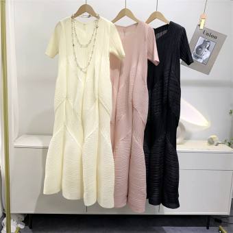 Váy (Đầm) lò xo dáng midi - Váy (Đầm) dáng quả bí, tay ngắn, tùng xòe thanh lịch