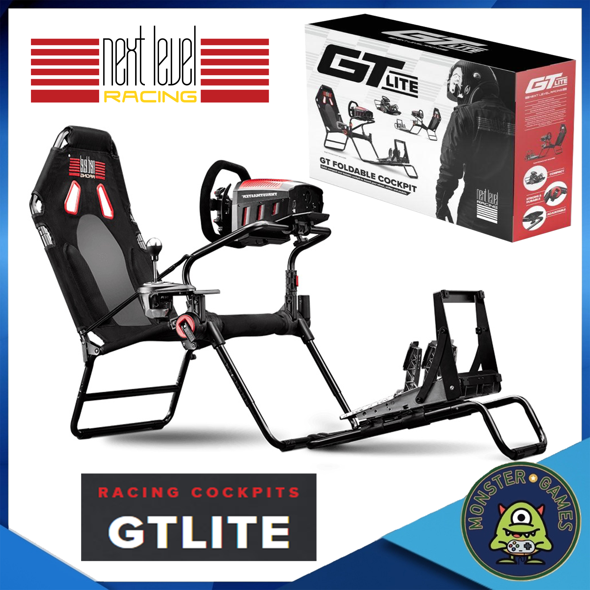 Next Level Racing GT LITE Foldable Simulator Cockpit (NLR-S021)(เก้าอี้แข่งรถ)(เก้าอี้เกมส์แข่งรถ)(เก้าอี้ขับรถ)(Nextlevel Racing GT Lite Simulator Cockpit) ราคา 8,090 บาท*ส่งฟรี