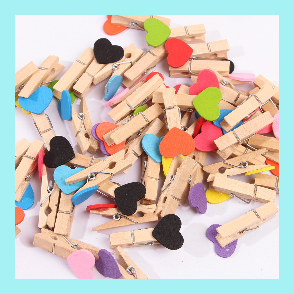 Kẹp gỗ tim treo ảnh kích thước 3,5cm set 10, 20, 50 kẹp nhiều màu