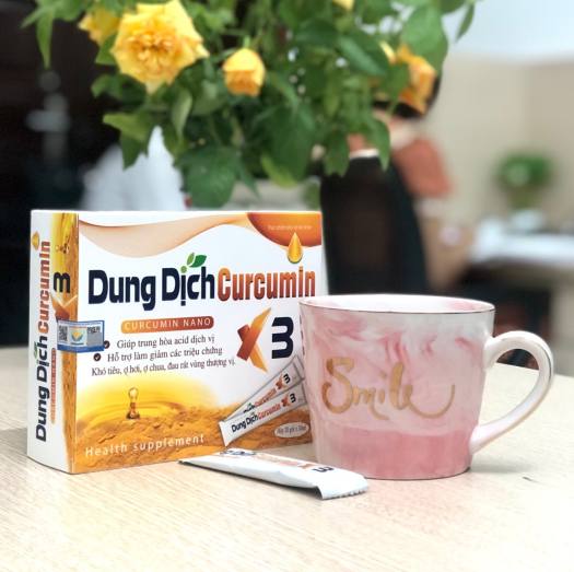 Dung Dịch Curcumin Nano X3 -hỗ trợ  giảm  viêm loét dạ dày, tá tràng, giảm triệu chứng khó tiêu, ợ hơi, ợ chua, đau rát vùng thượng vị, khối u do các gốc oxy hóa